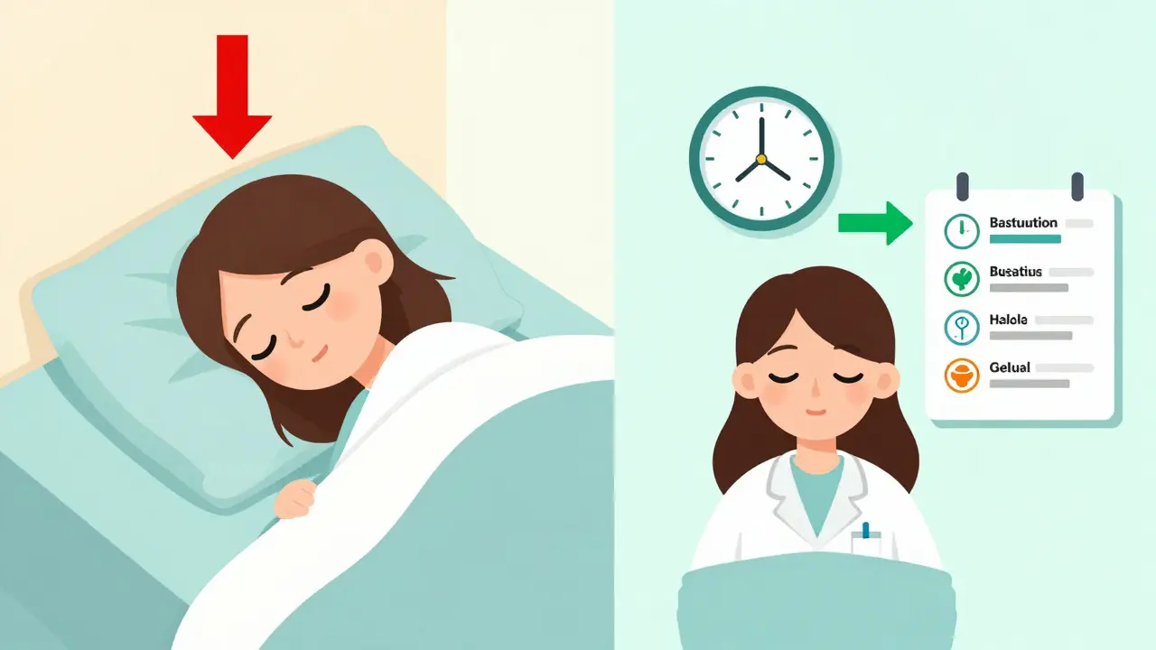 Split-screen comparison of correct vs. incorrect insulin dosing during eastbound travel.