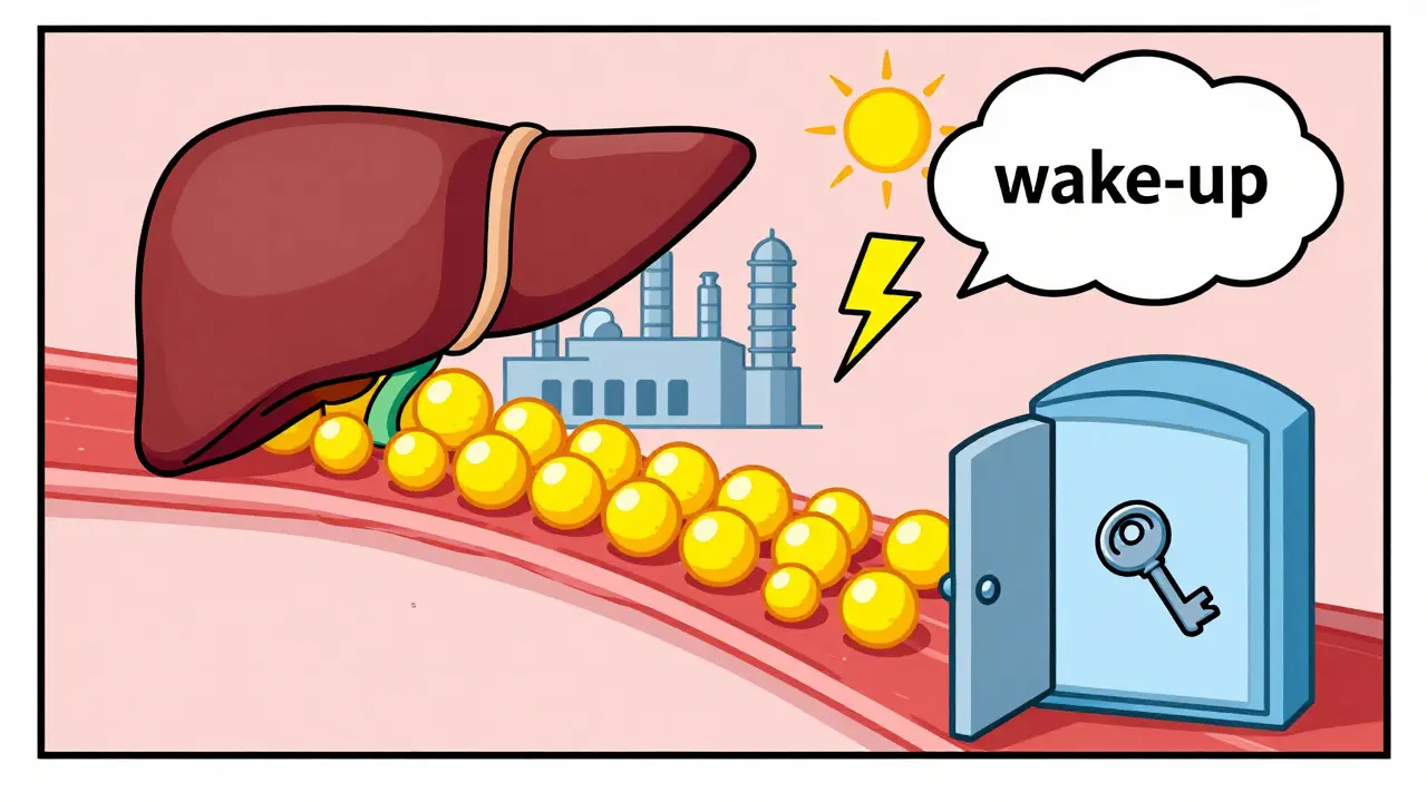 Conceptual illustration of the liver releasing glucose into the bloodstream