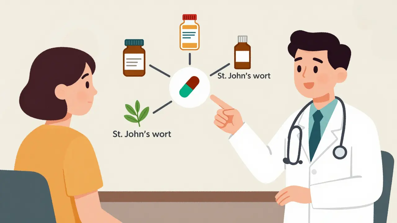 Doctor explaining drug interactions with birth control pills