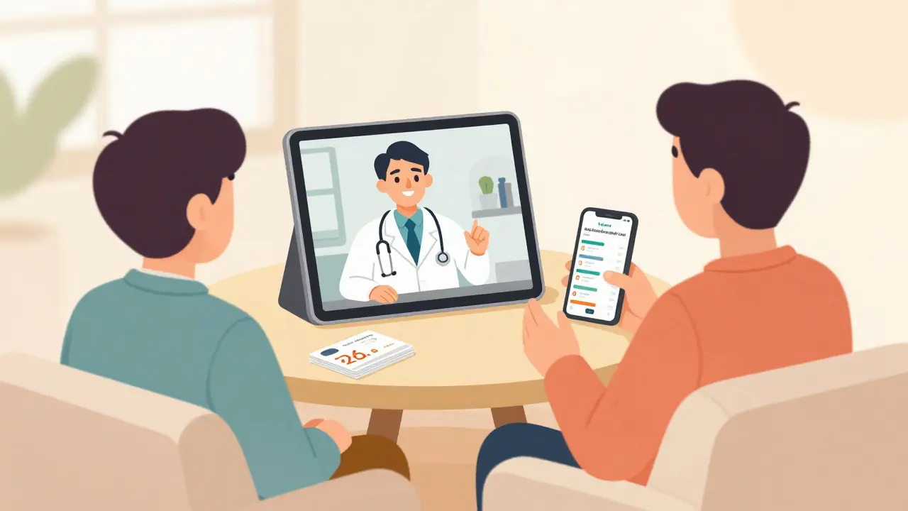 Telehealth doctor consultation for safe medication access.