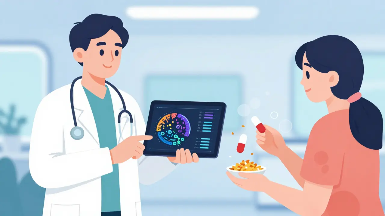 Doctor and patient reviewing personalized microbiome treatment plan