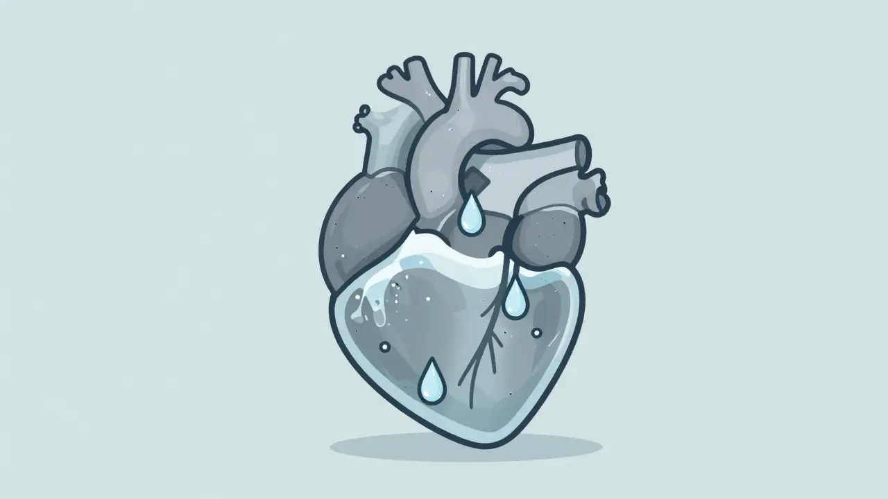 Graphic of a rigid, stiff heart representing restrictive cardiomyopathy