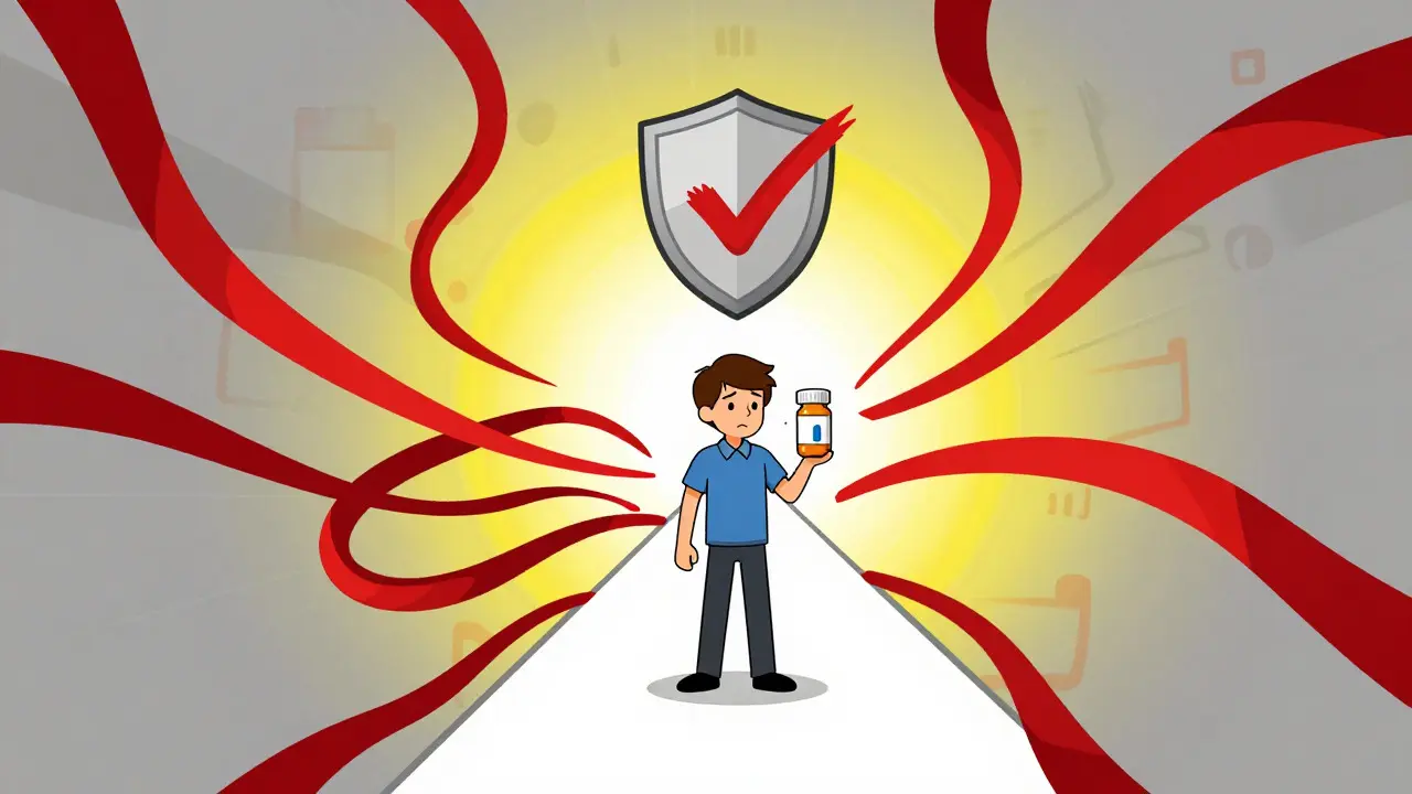 Illustration of choosing a safe path to buy medication online