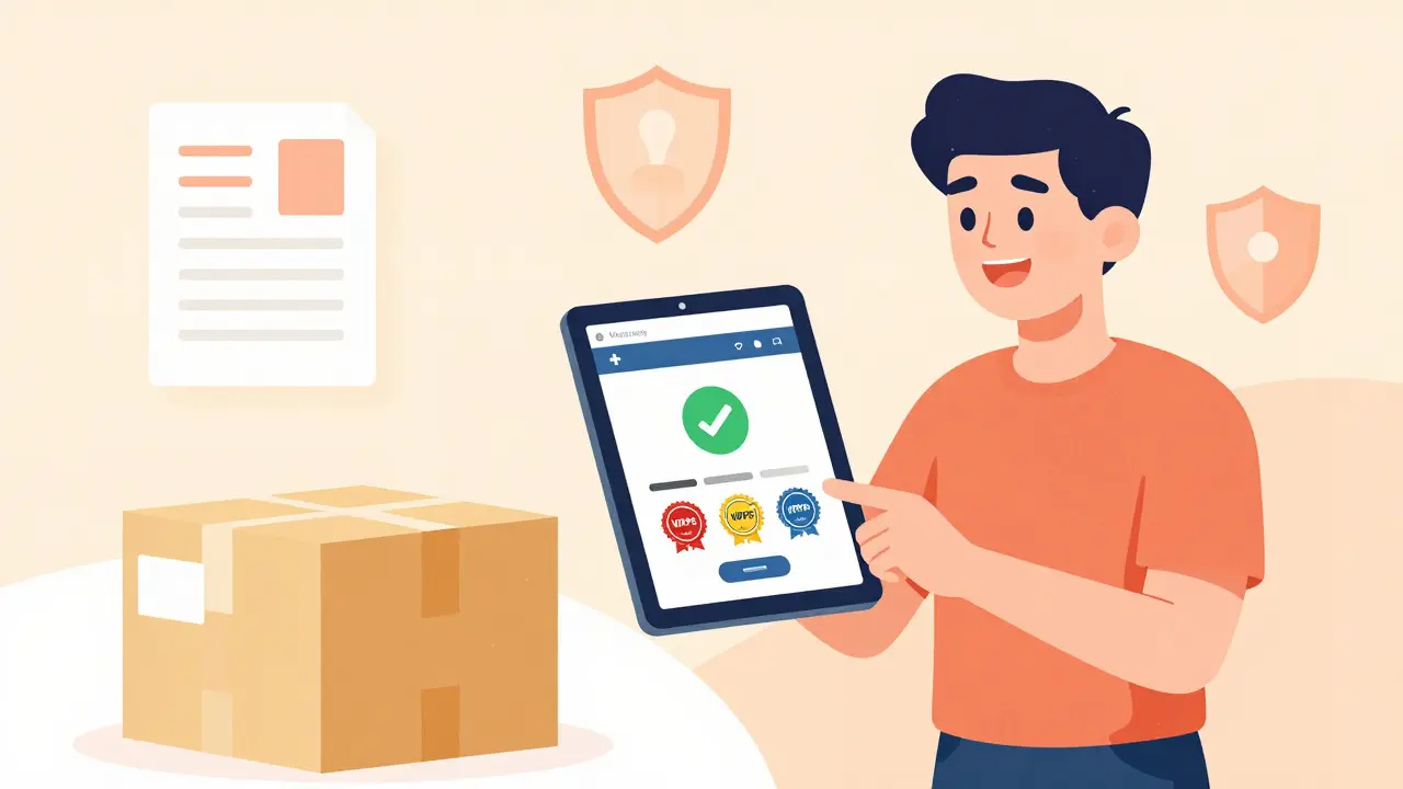 Safe online pharmacy order with verification seals